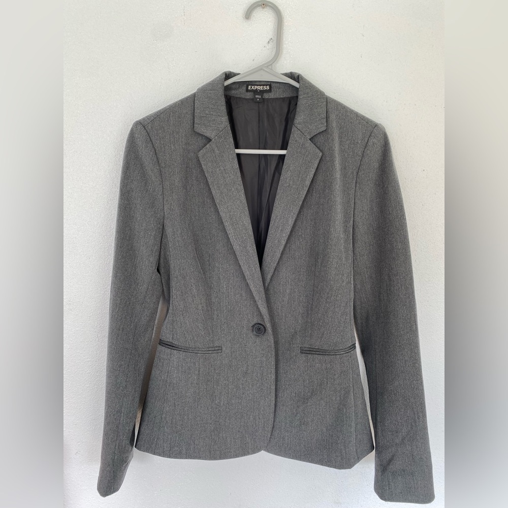 Express Charcoal Gray Columnist Bootcut Pant Suit